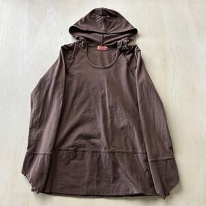 Y2K Avatar Shirt Womens Medium Brown Hooded Long Sleeve Scoop Neck Casual Top